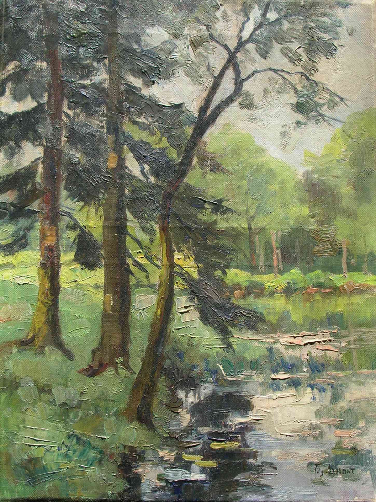 Peinture belge d u2019edgard d u2019hont etang de gomze